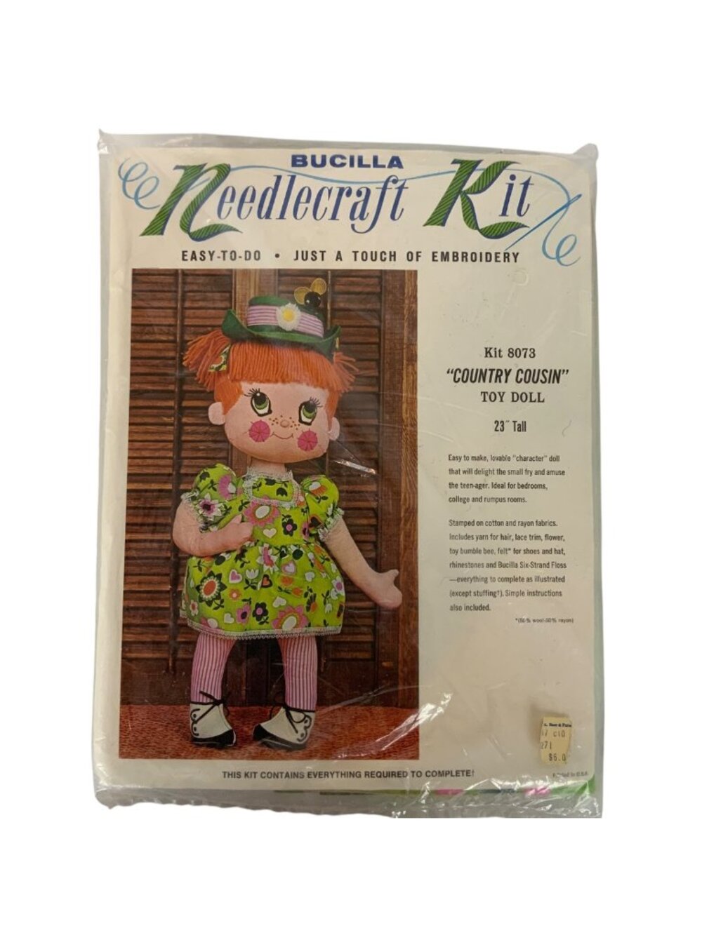 Vintage Bucilla Country Cousin 23 inch Doll Complete Craft Kit 8073